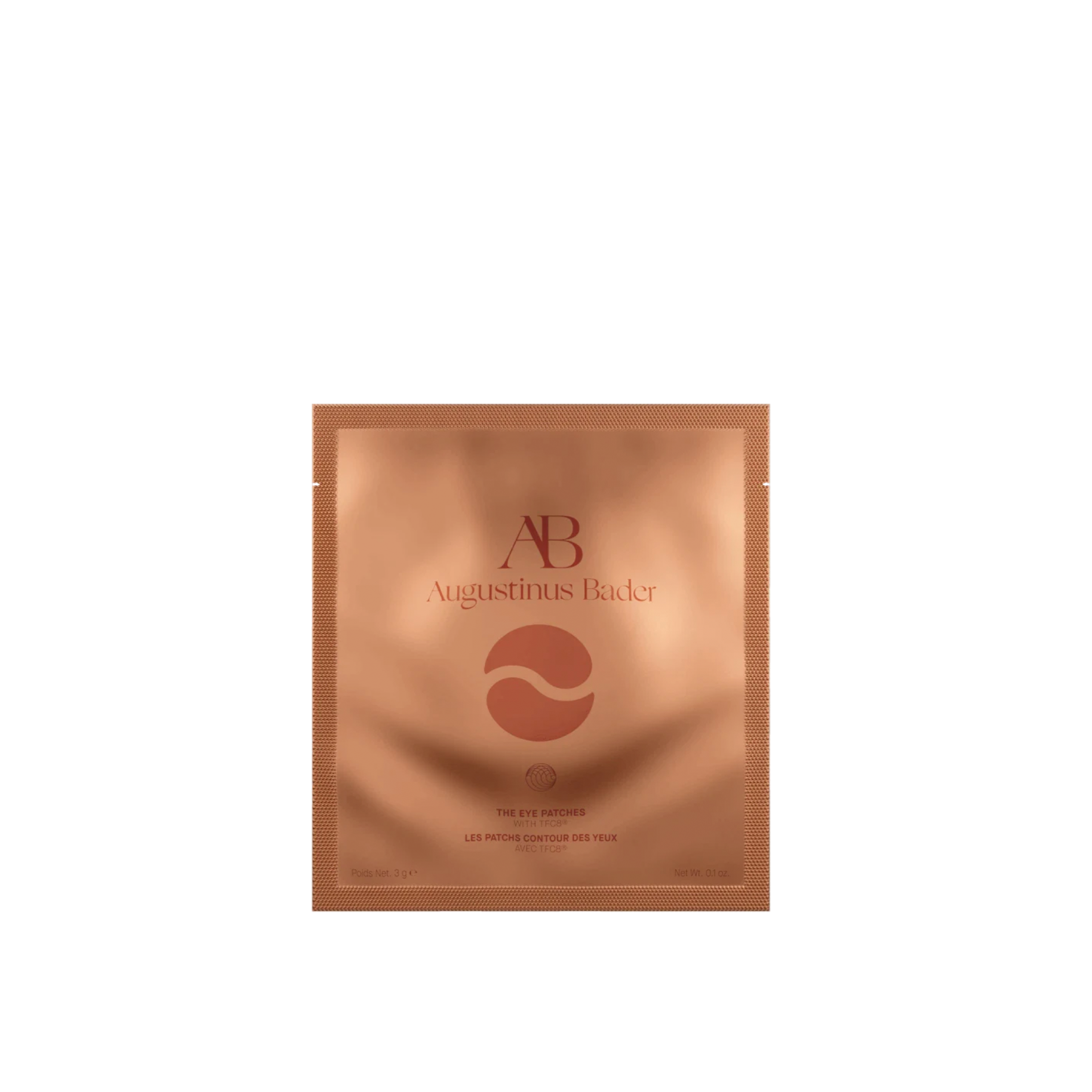 A single pack of Augustinus Bader The Eye Patches, with a bronze-colored packaging.