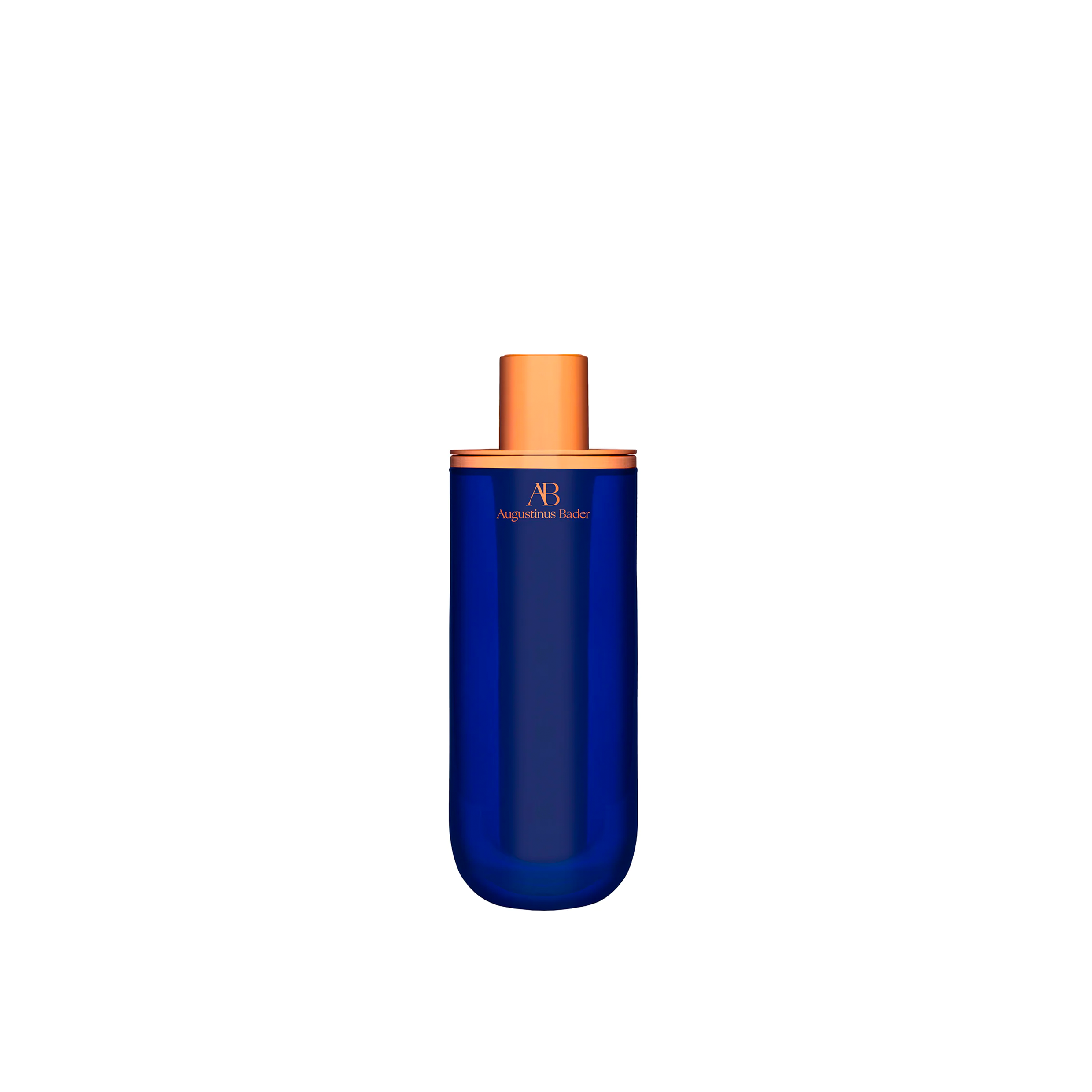 A bottle of Augustinus Bader The Serum placed inside a glass base holder.