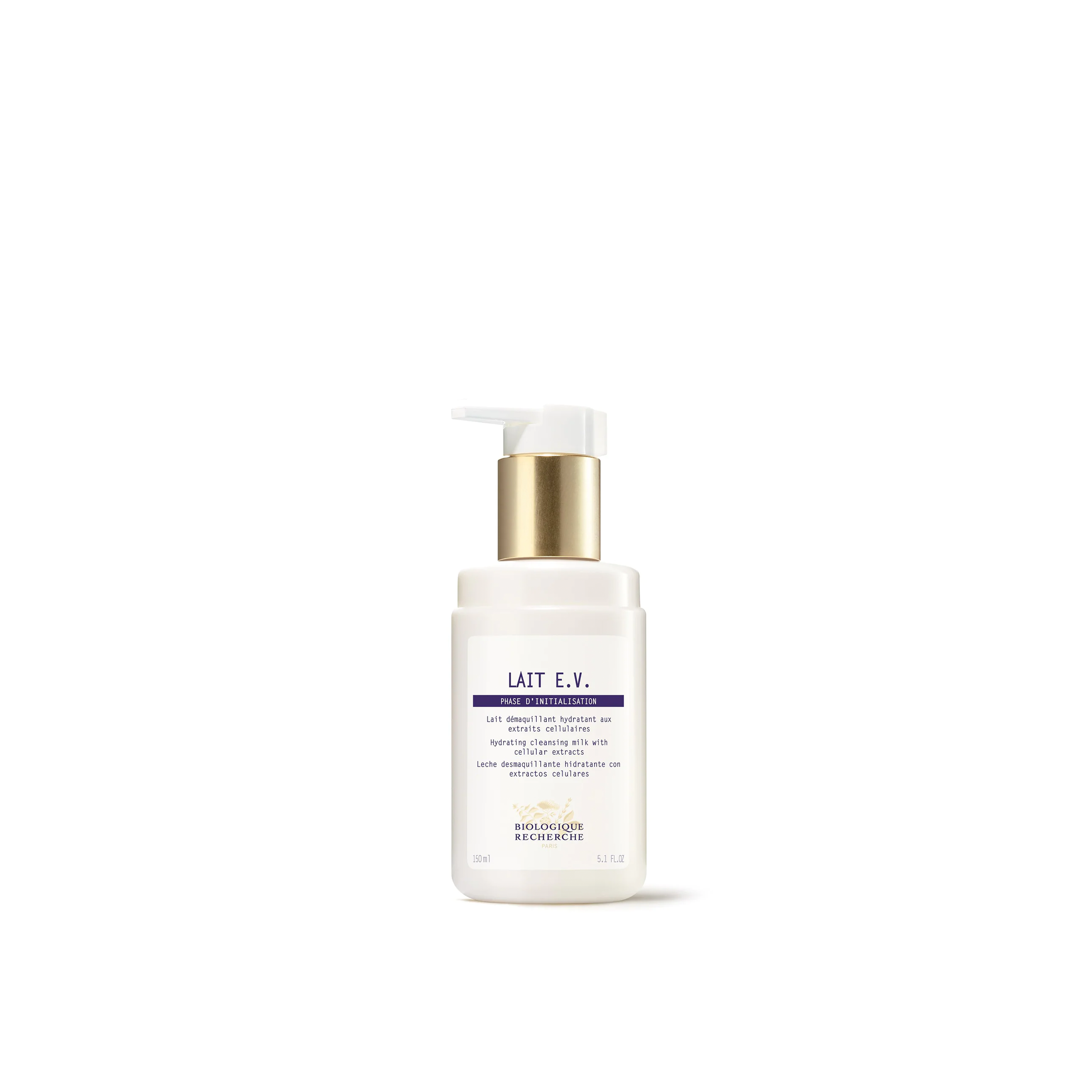 A pump bottle of Biologique Recherche Lait E.V cleanser.