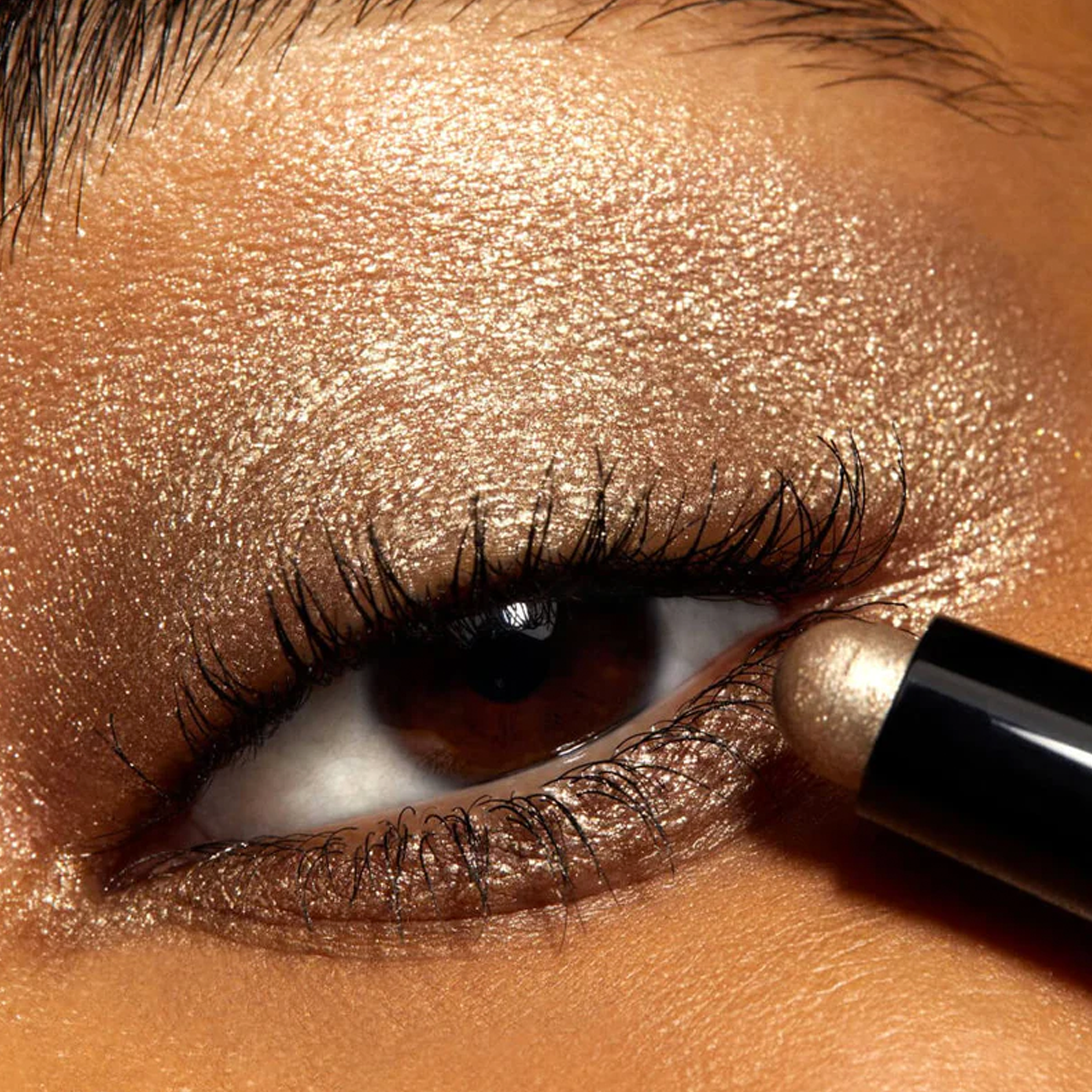 Close up image of eyelid wearing eyeshadow