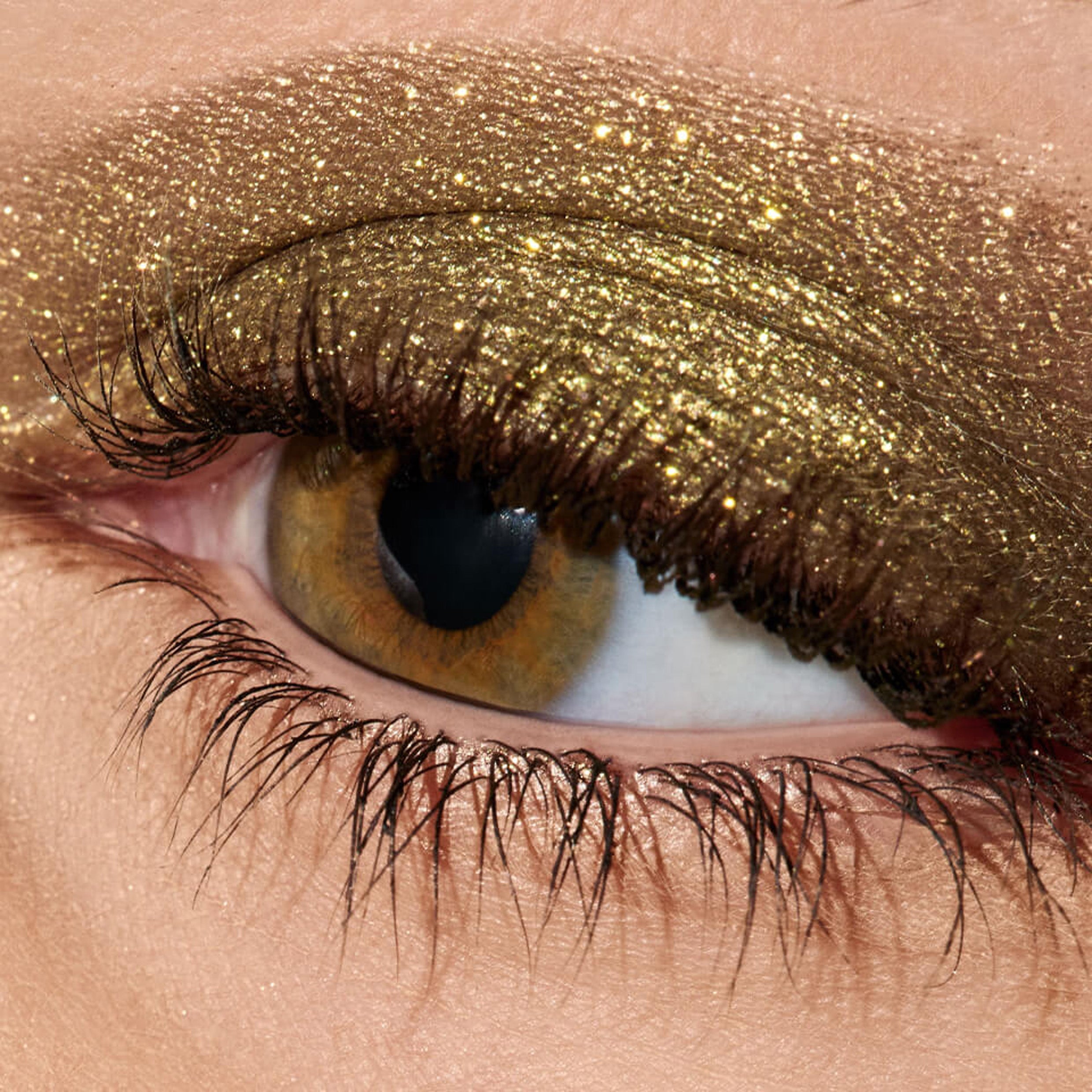 Gold Eyeshadow on zoomed in eyelid