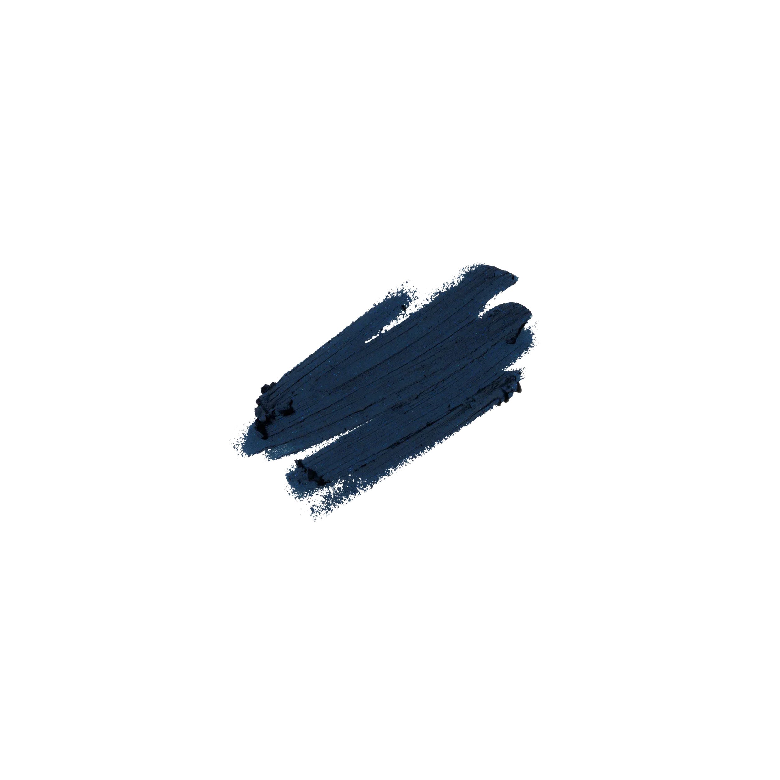 A colout swatch of an eyeliner in a dark navy shade, on a white background.