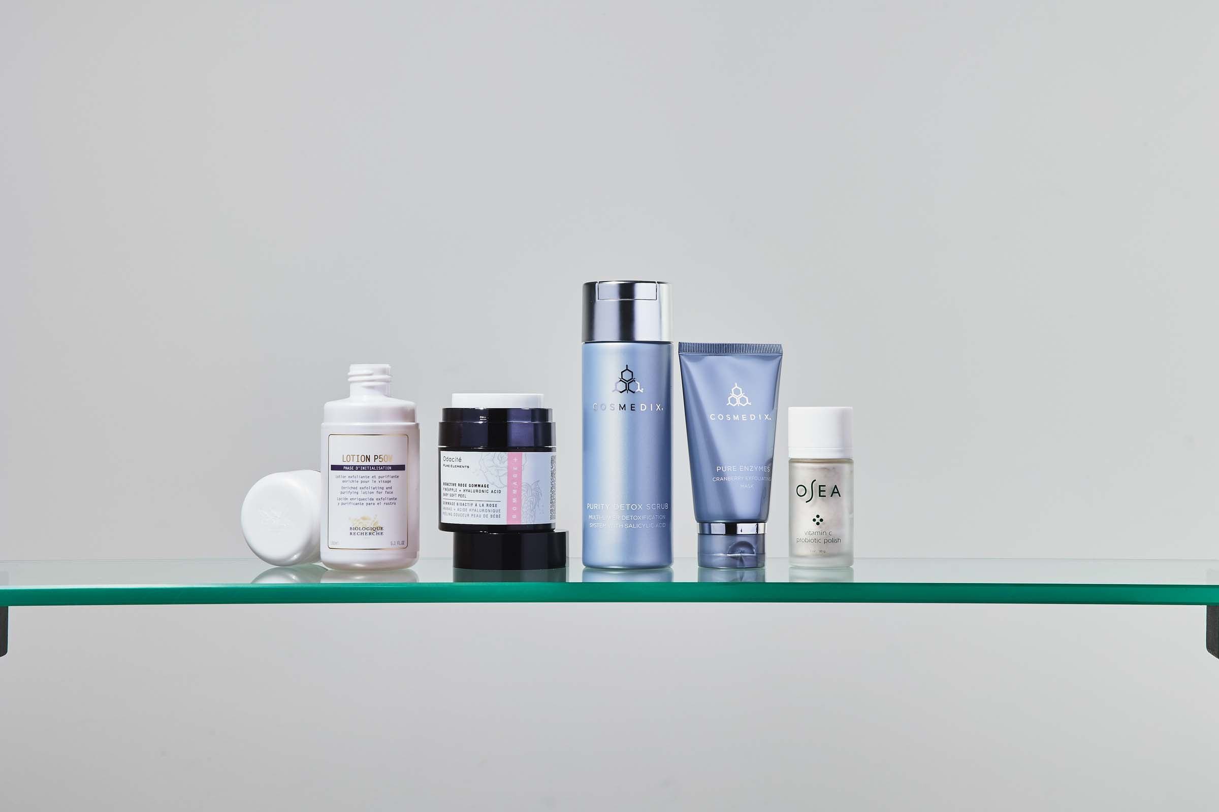 exfoliants and peels by cosmedix and odacite from skincare edit by melanie grant 