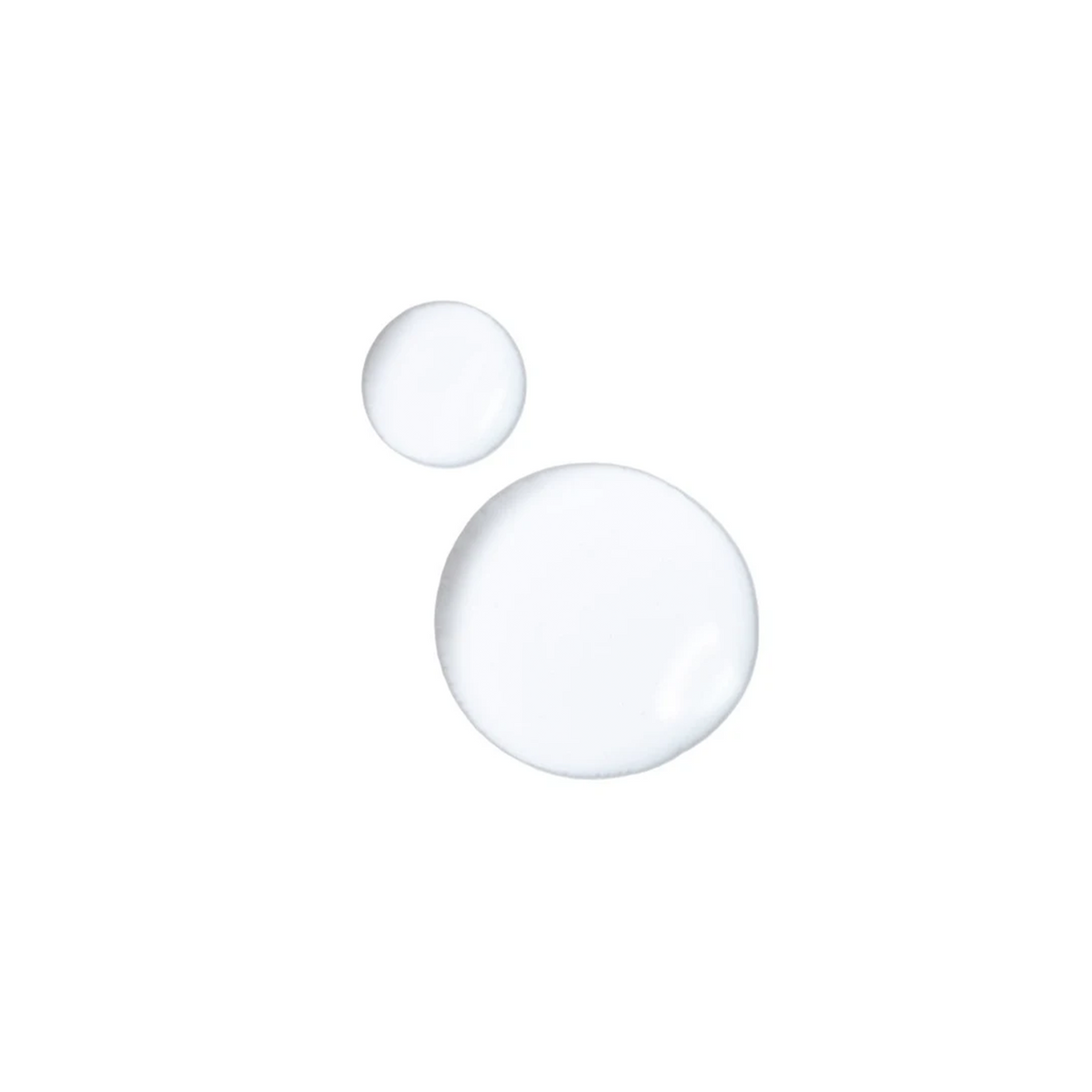 Two droplets of a facial essence on a plain product