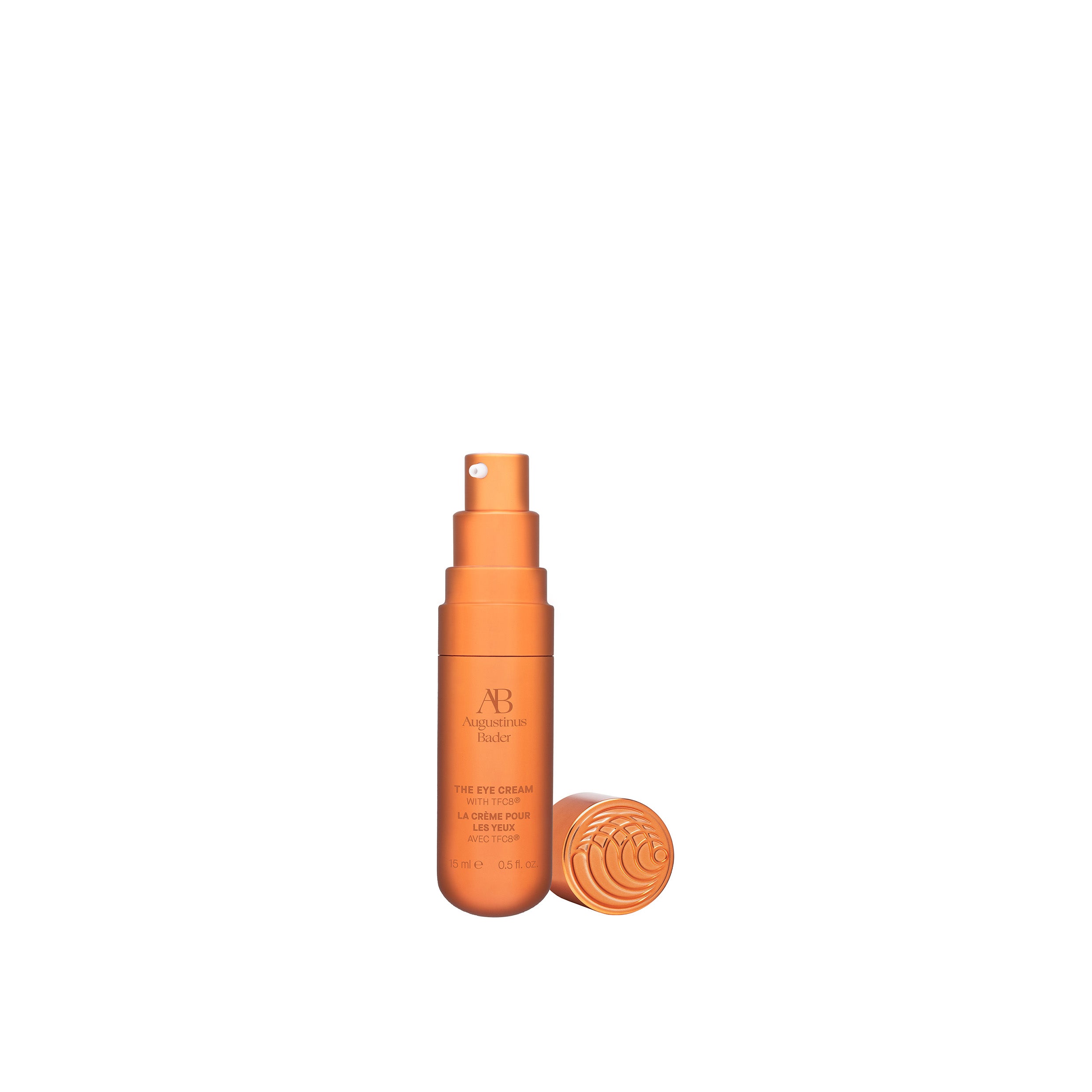 A image of Augustinus Bader The Eye Cream packaging, an orange tube with the brand's logo.
