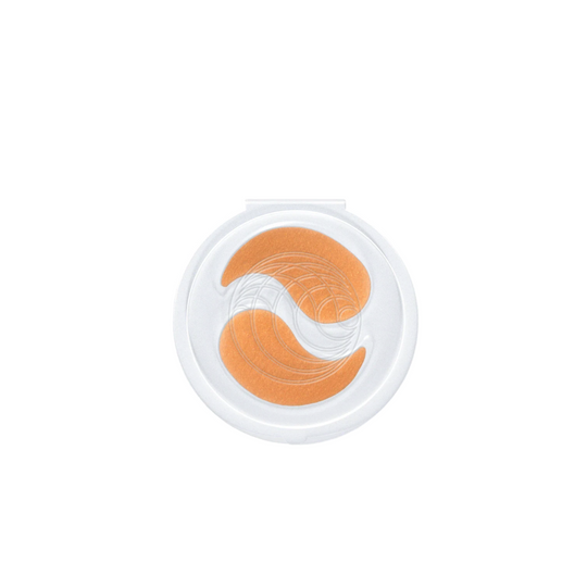 A pair of under eye mask in a white container