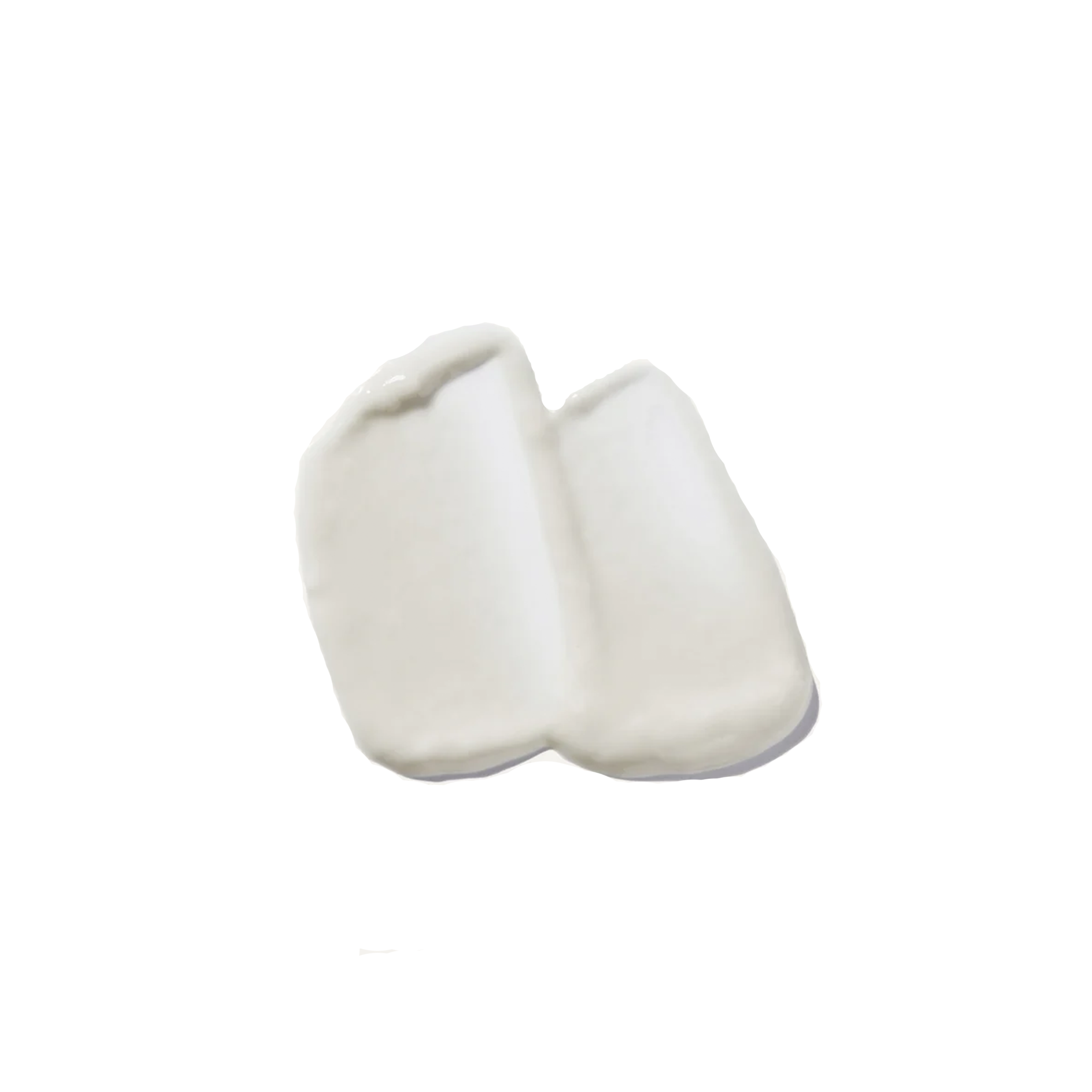 A product swatch showing white skincare serum.