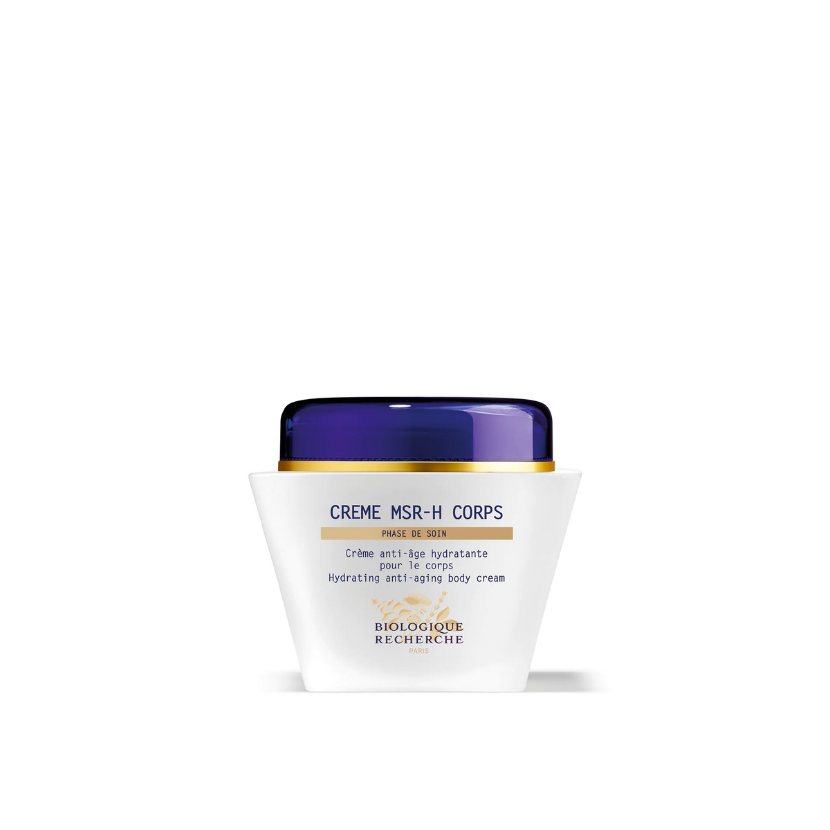 A jar of Biologique Recherche Crème MSR-H Corps body cream.