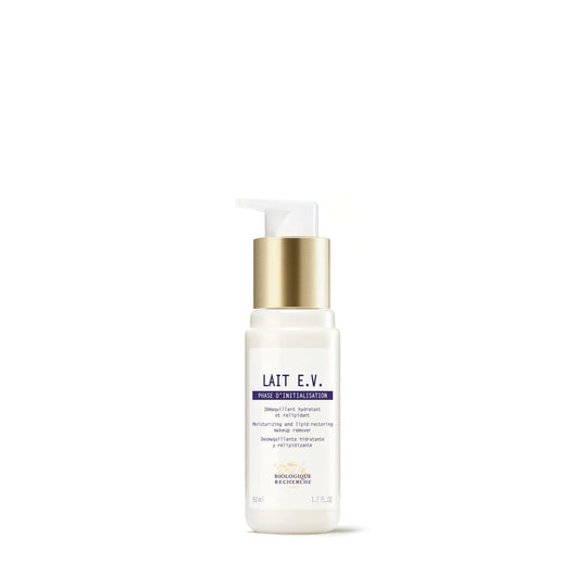 A pump bottle of Biologique Recherche Lait E.V cleanser.