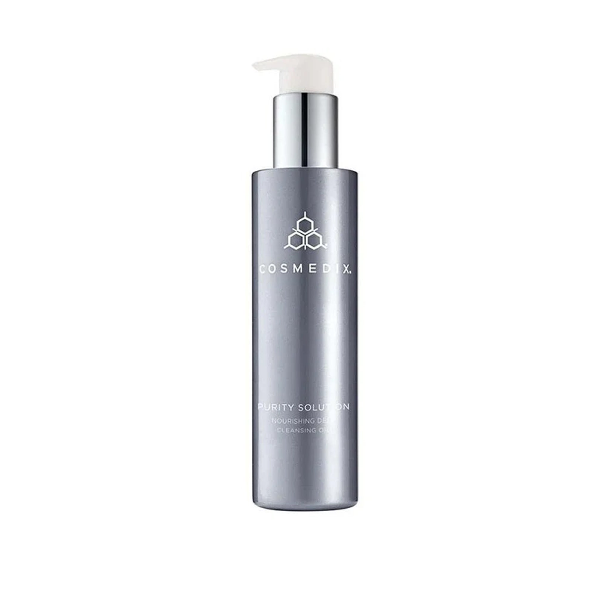 Cosmedix skincare bottle on a white background