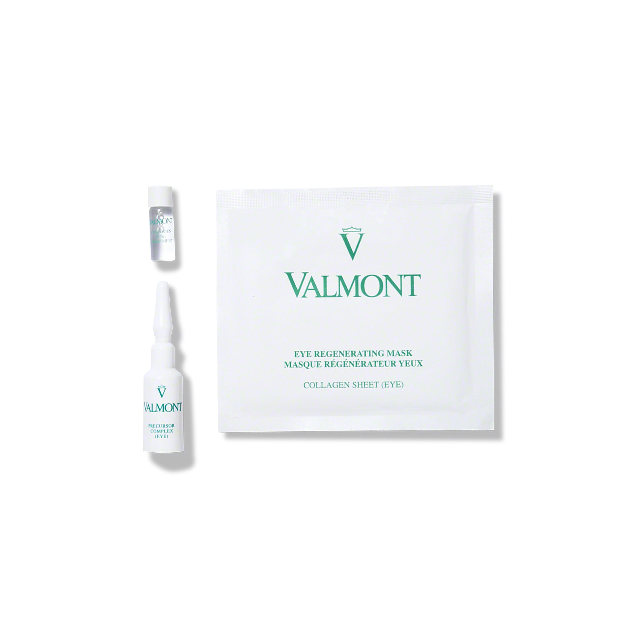 Valmont eye regeneration mask packaging with two bottles on a white background