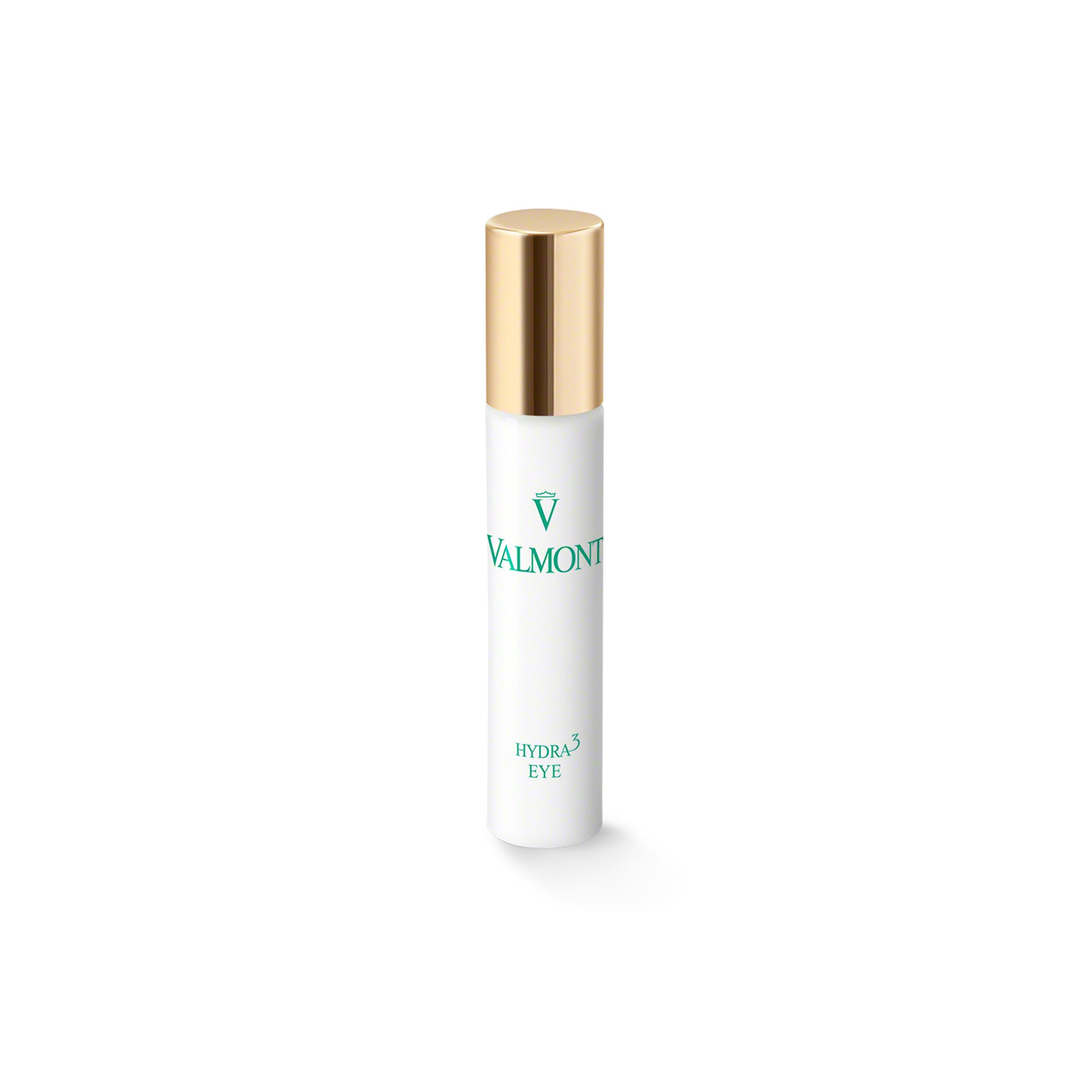 Valmont skincare bottle with gold cap on a white background