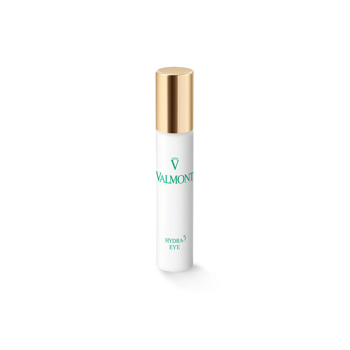 Valmont skincare bottle with gold cap on a white background