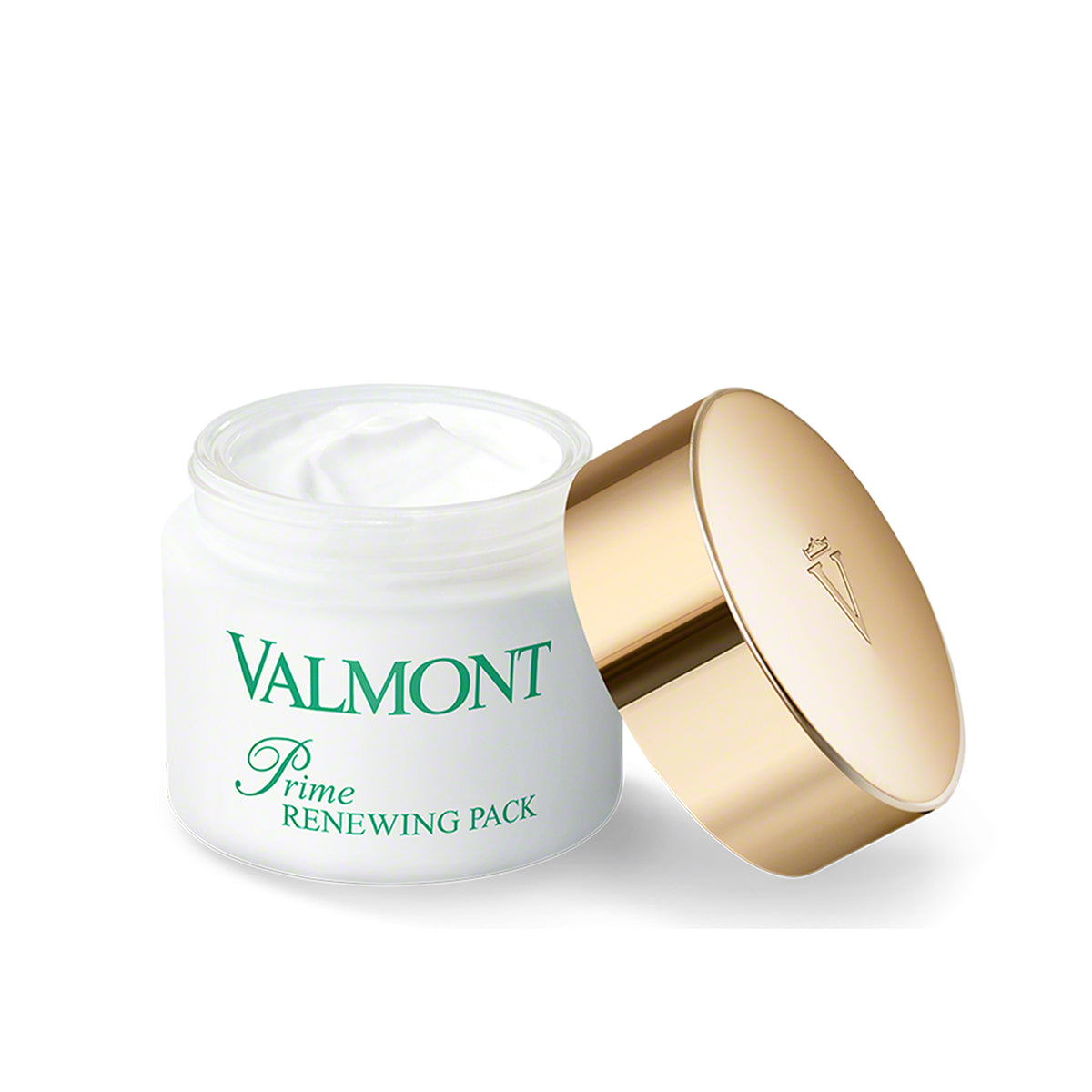 Skincare product jar with gold lid on white background