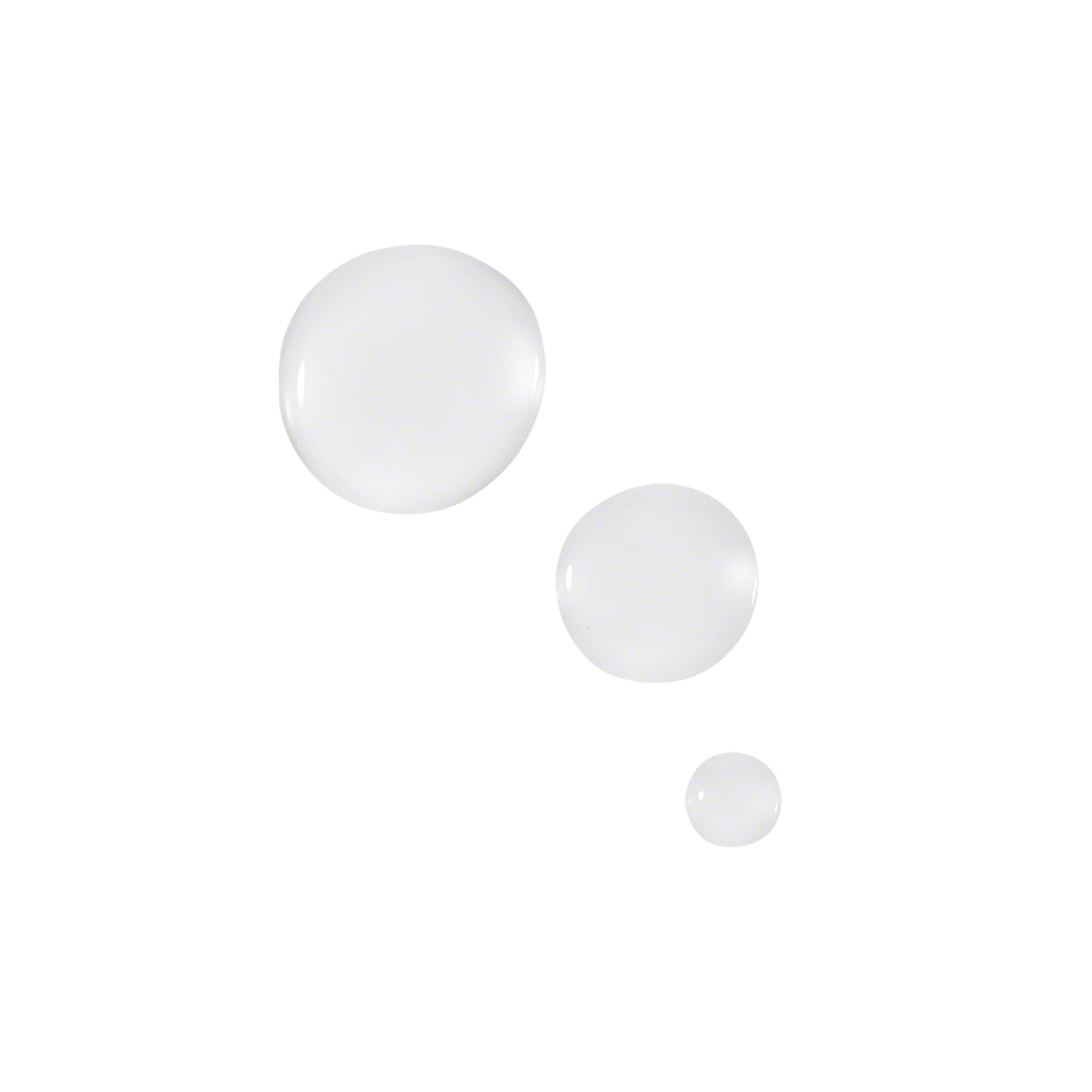 Three white spherical objects on a white background