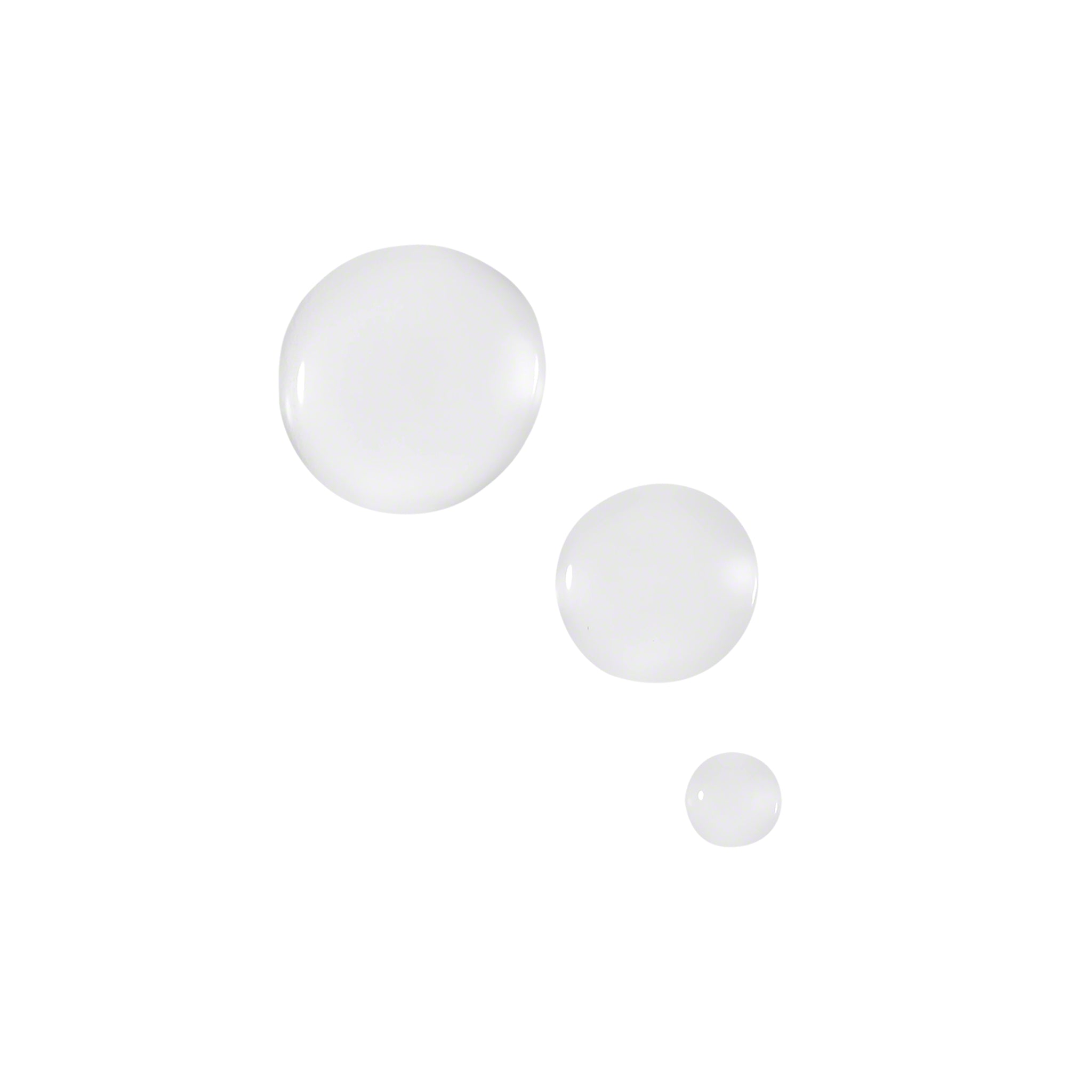 Three white spherical objects on a white background