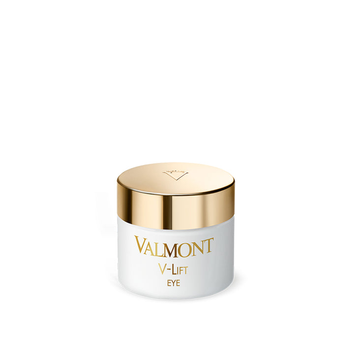 Skincare jar with gold lid on white background