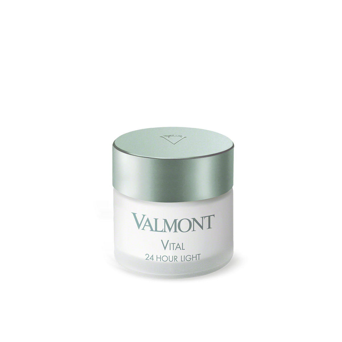 Valmont skincare jar with green lid on a white background