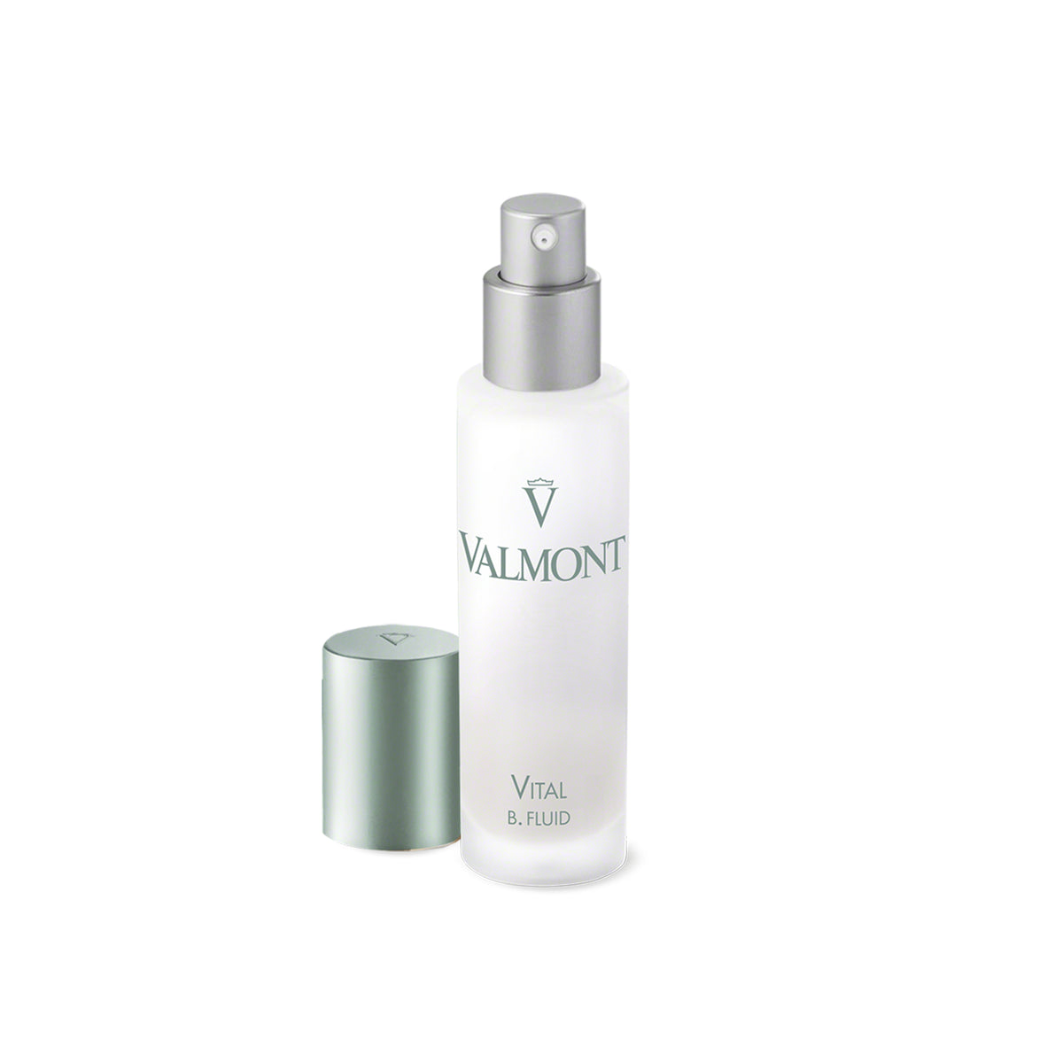 Valmont skincare bottle with silver cap on a white background