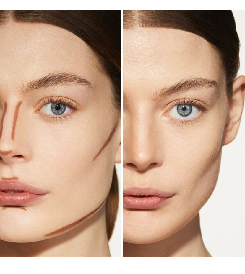 Model wearing Victoria Beckham Beauty Contour Stylus in Marble