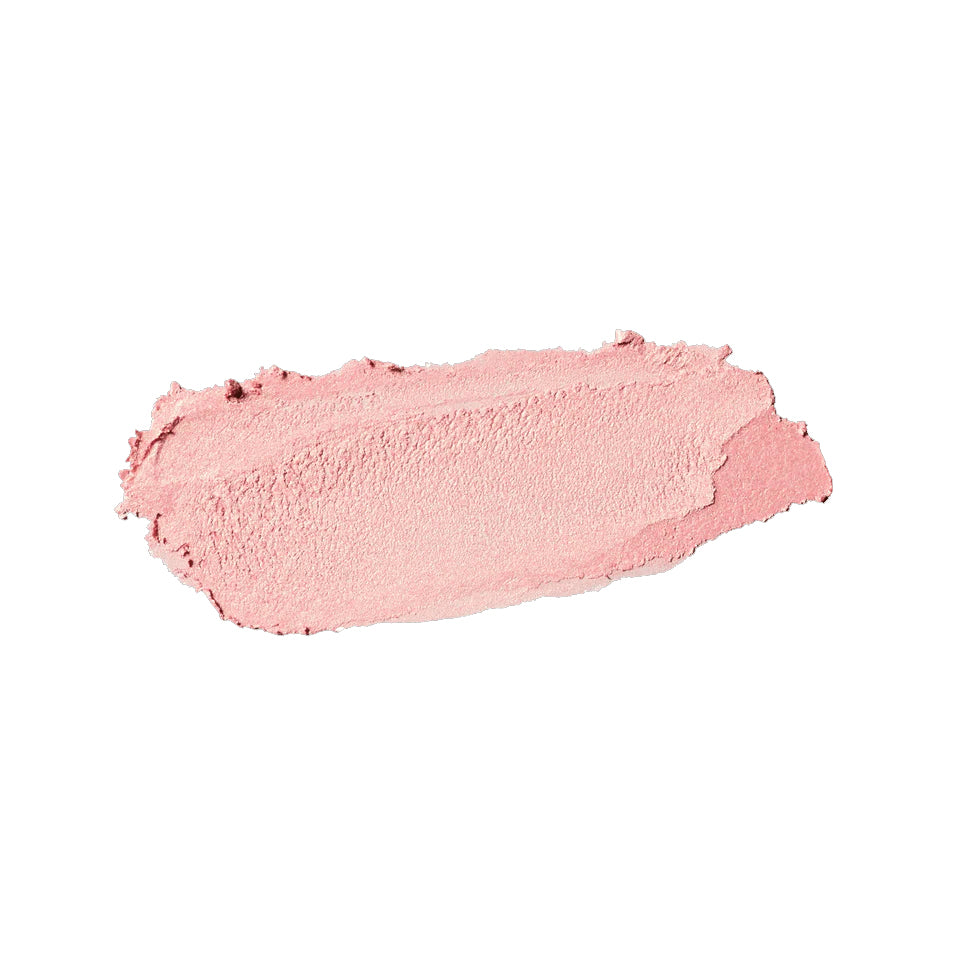 Pink makeup swatch on a white background