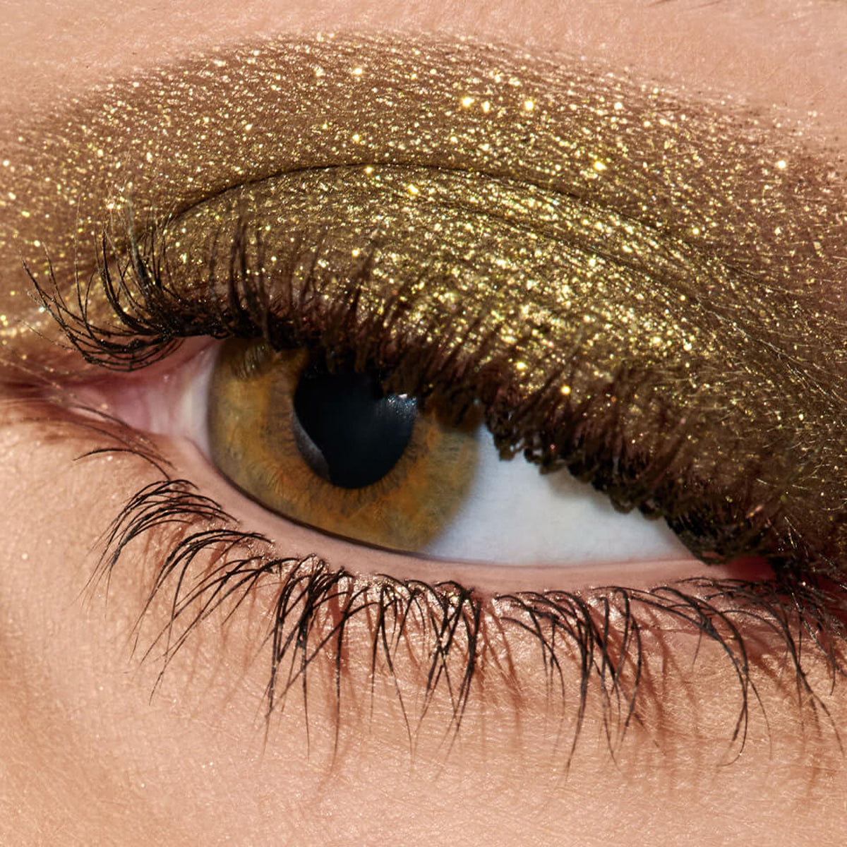 Gold Eyeshadow on zoomed in eyelid