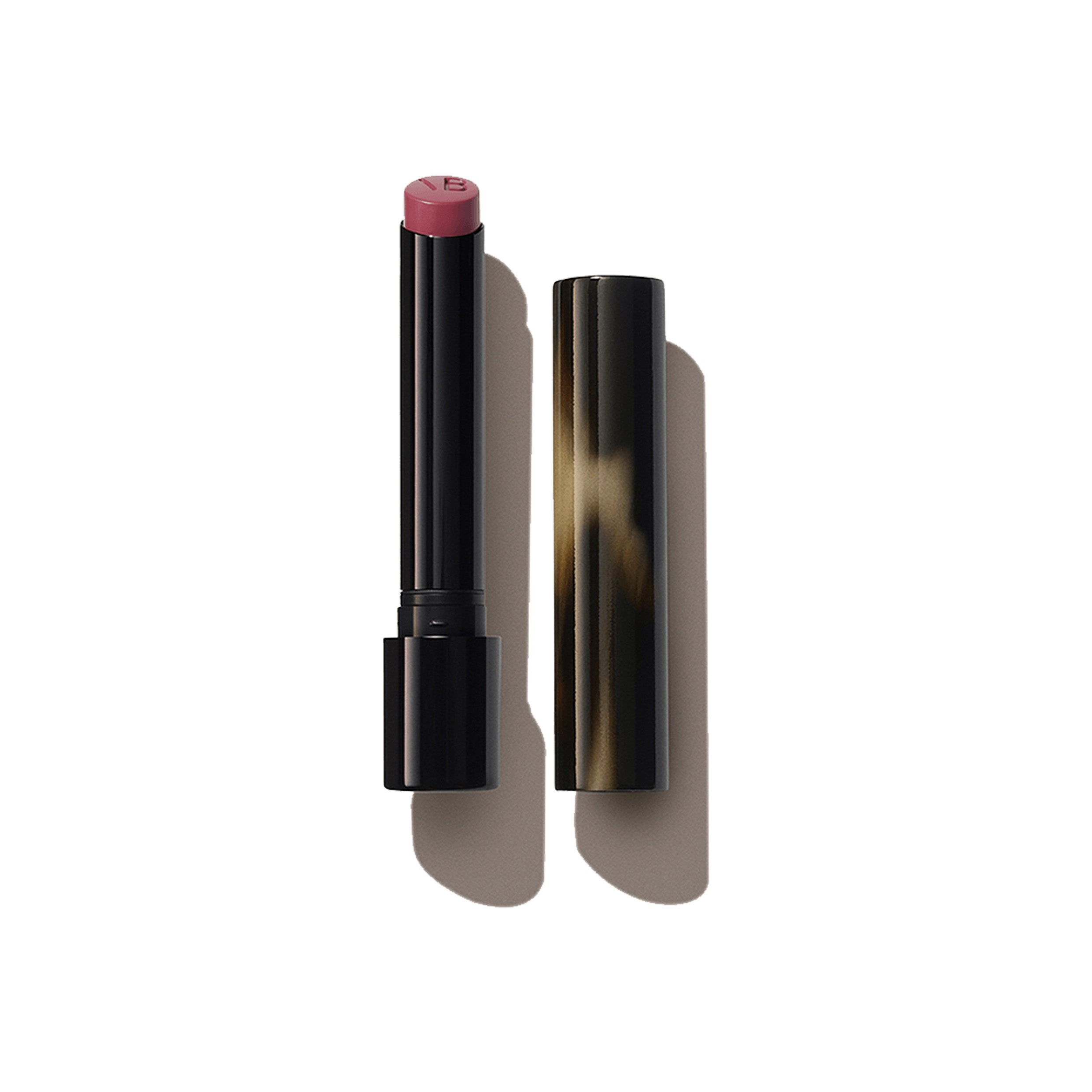 A Victoria Beckham Beauty Posh Lipstick in the shade 'Jump', a mid-tone cool rose, with the cap removed, displayed against a white background.