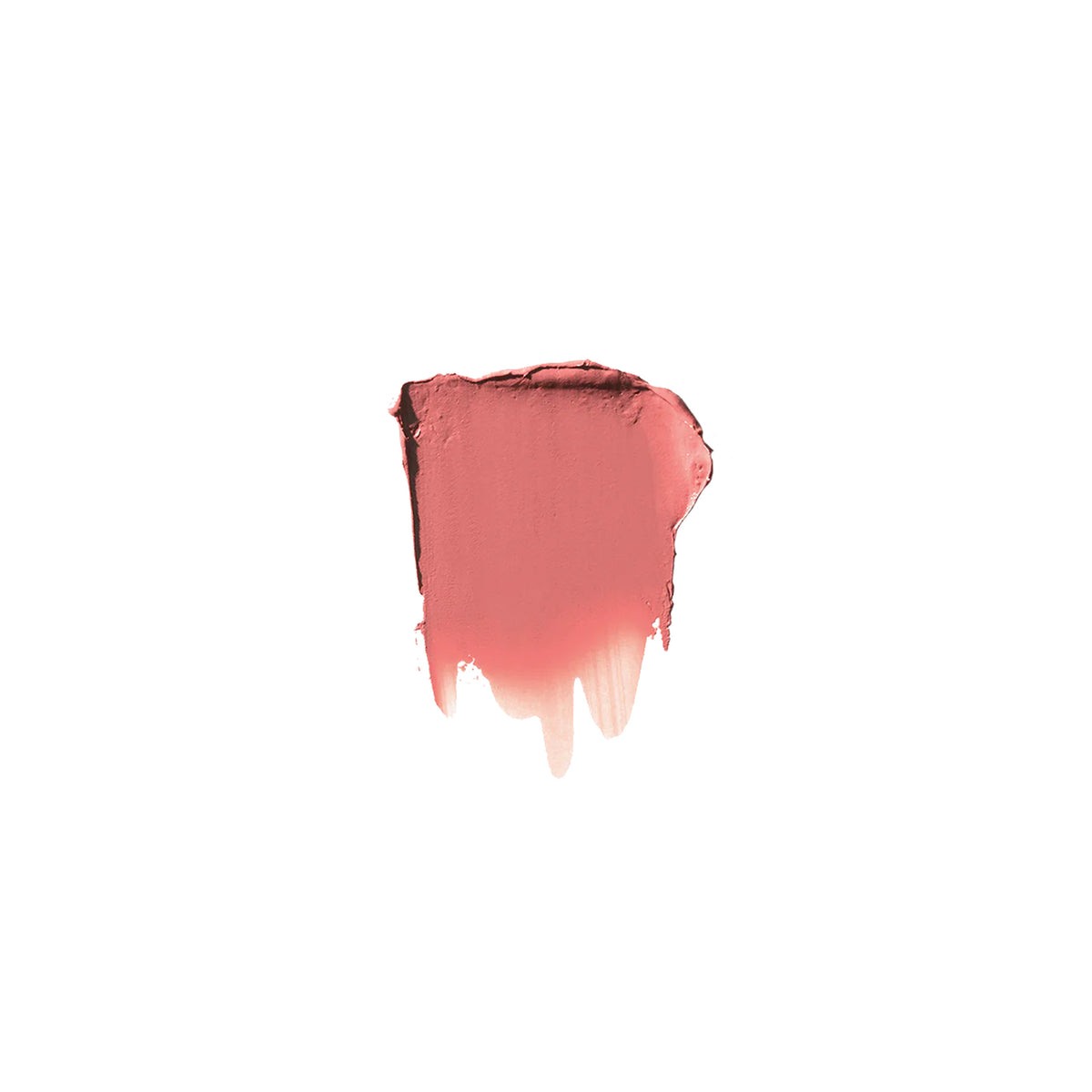 A product swatch of coral coloured lipstick