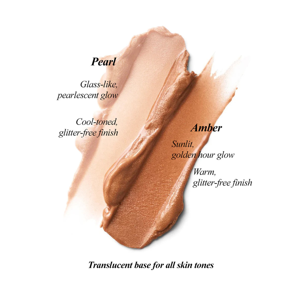 Two Colour makeup swatches of Victoria Beckham Beauty Reflect Highlighter Stick