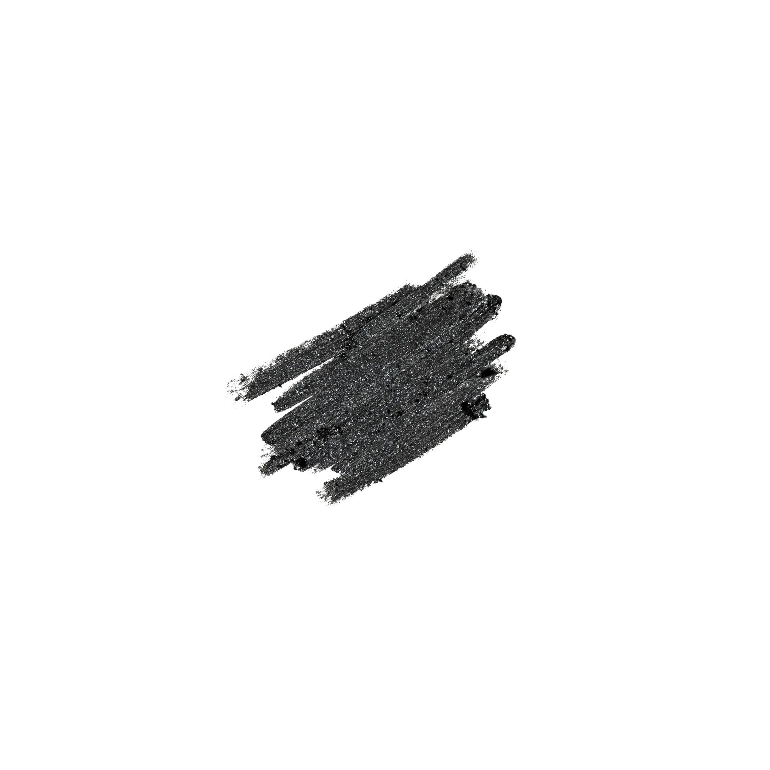 A colour swatch of a pencil eyeliner in a slate black with sparkle, on a white background.