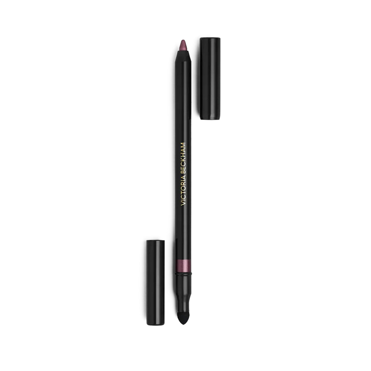 Victoria Beckham Beauty Satin Kajal Liner in color Orchid, with cap off, showing the shimmering mauve eyeliner pencil.