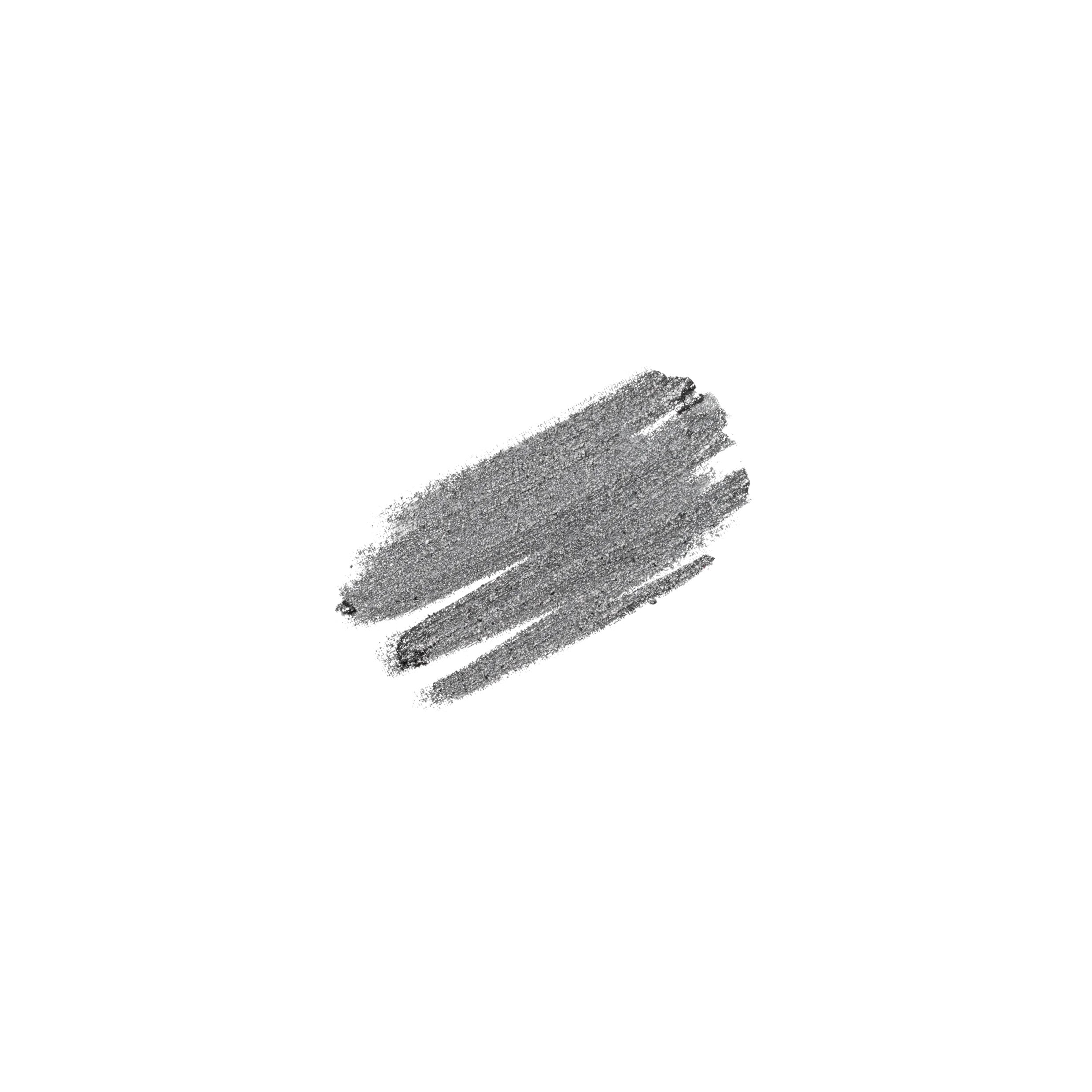 A pencil eye liner swatch in a shimmery grey colour, on a white background.