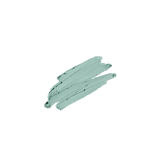 A pencil eye liner swatch in pastel green shade, on a white background.