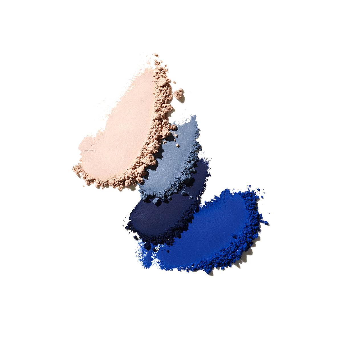 Four shades of eyeshadow swatches on a white background