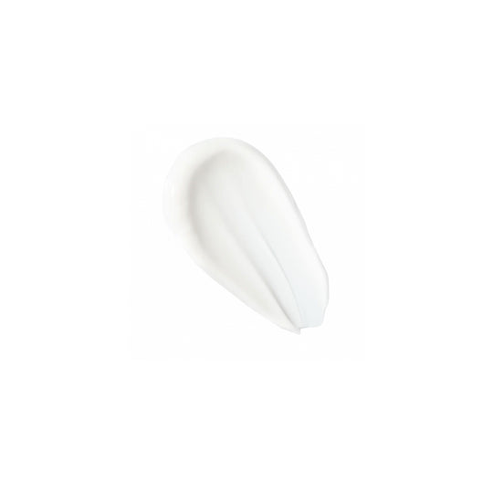 A product swatch of a white face cream mask on a white background