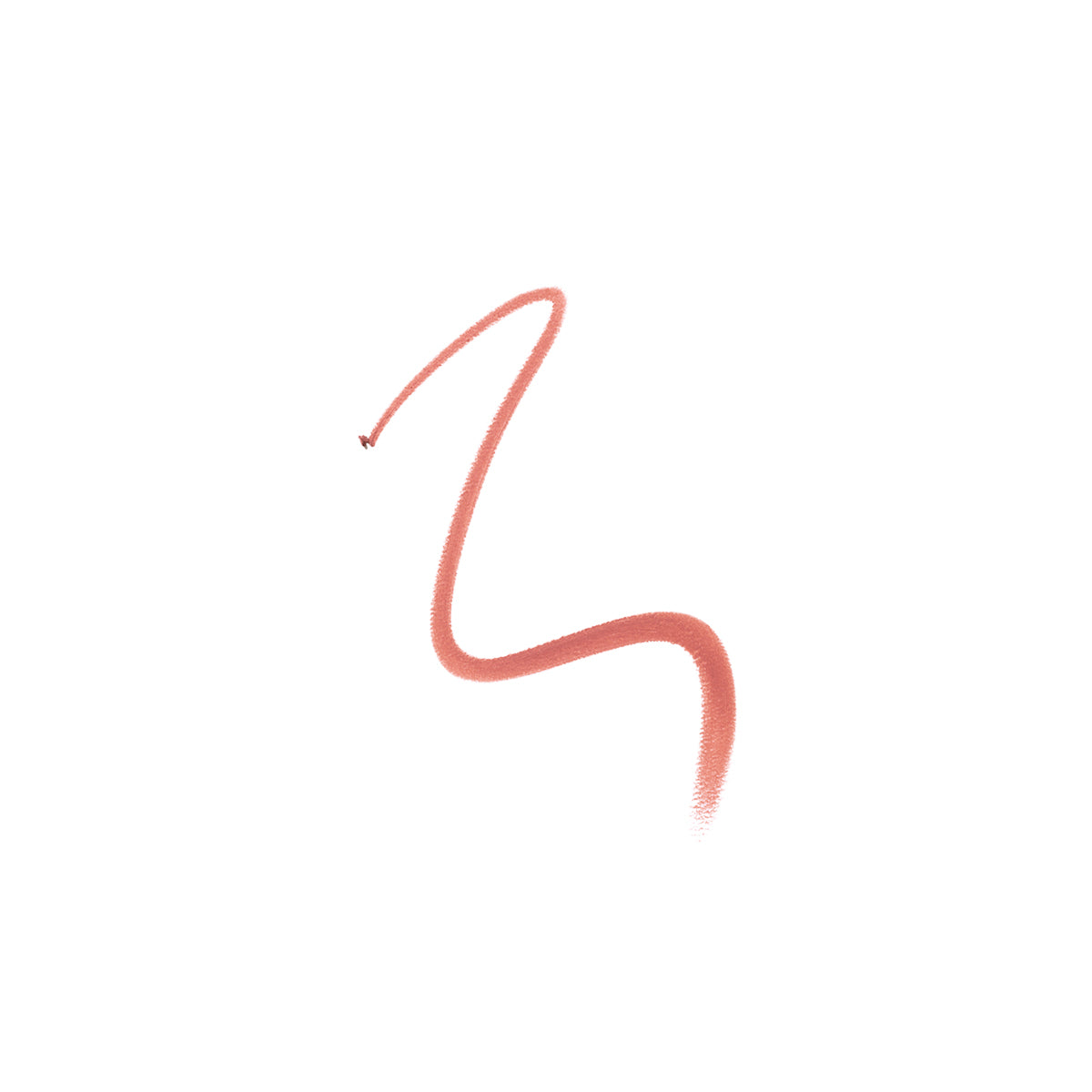 Pale peach lip pencil line on white background