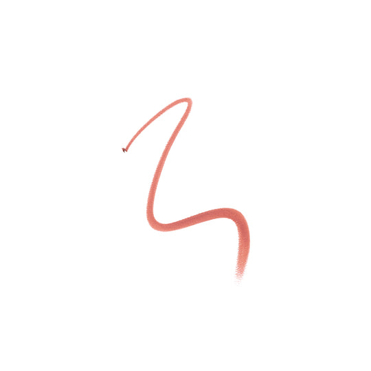 Pale peach lip pencil line on white background