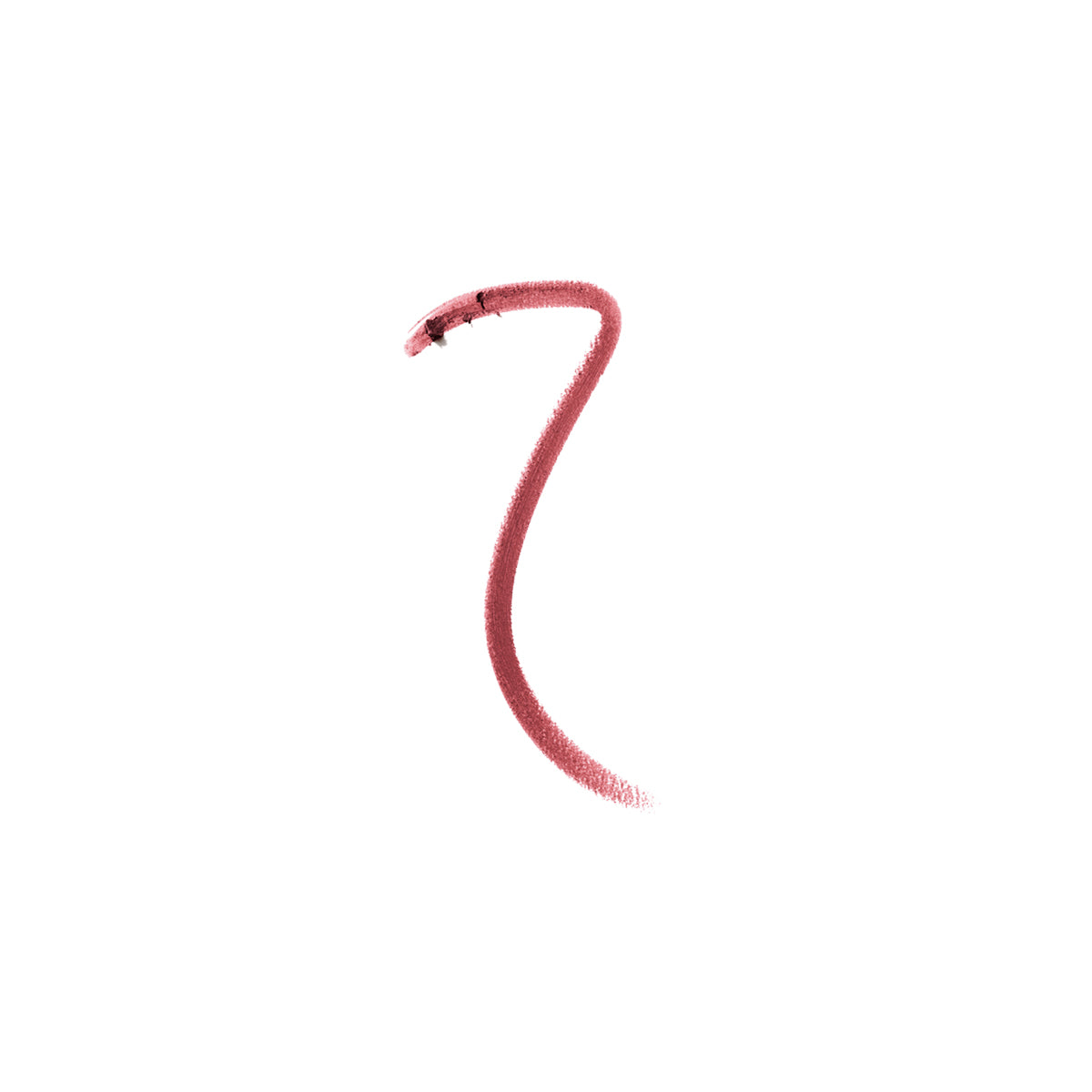 Pink mauve lip pencil line on white background