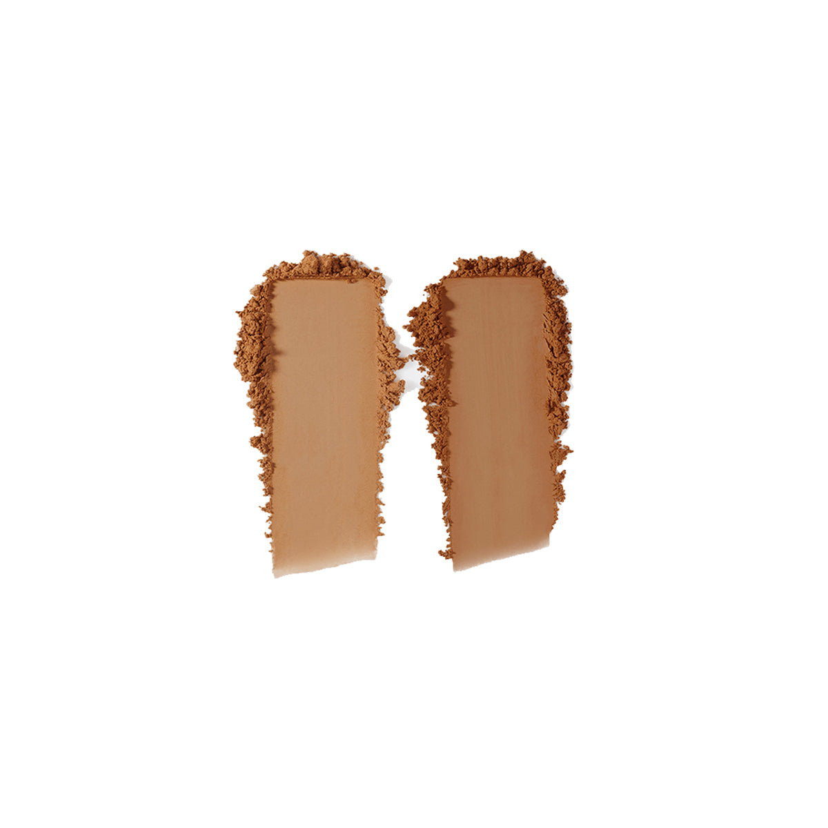 Two swatches of bronzing powder side by side on white background