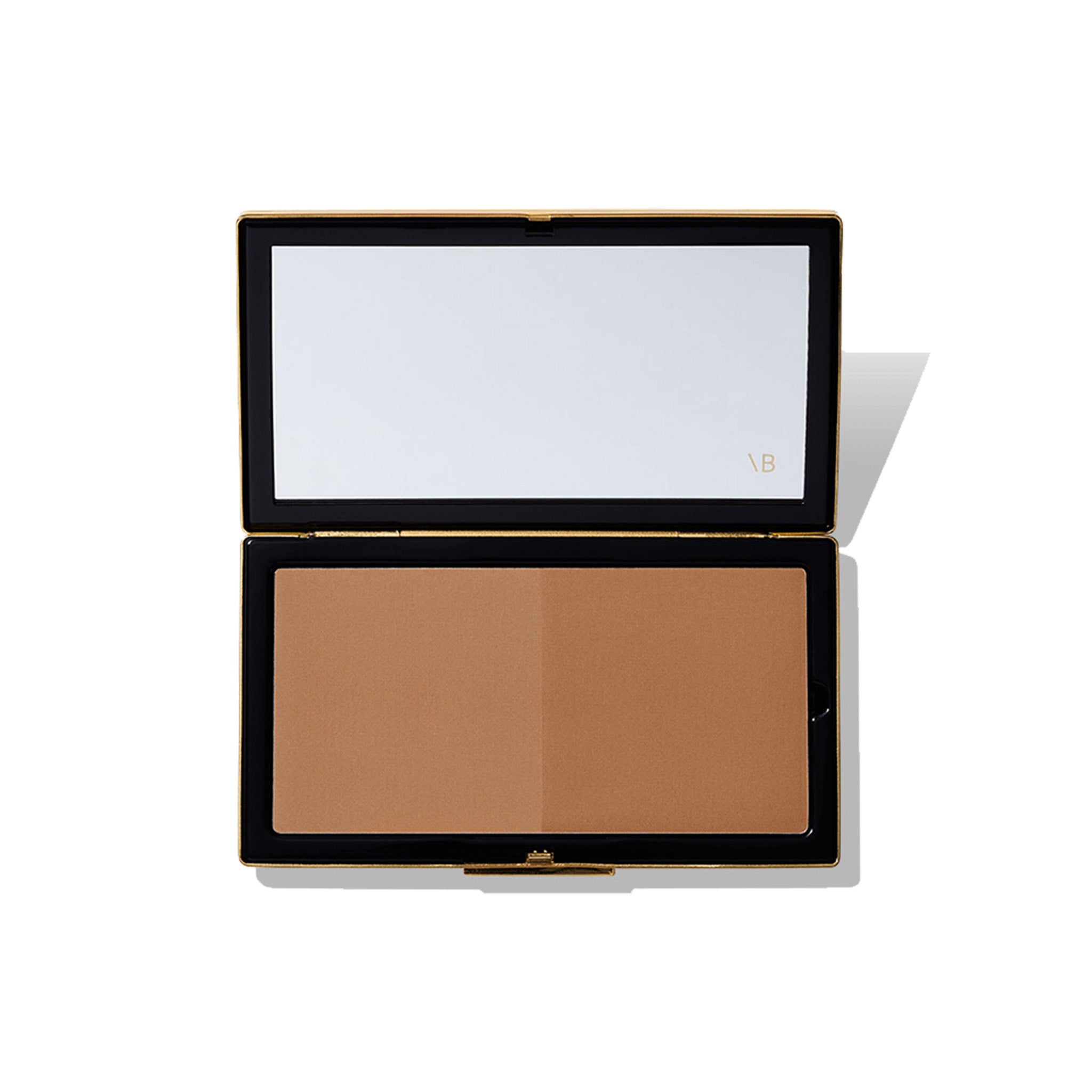 A compact matte bronzing brick with two shades for creating a bronze and subtle dimension, with a mirror on the top.