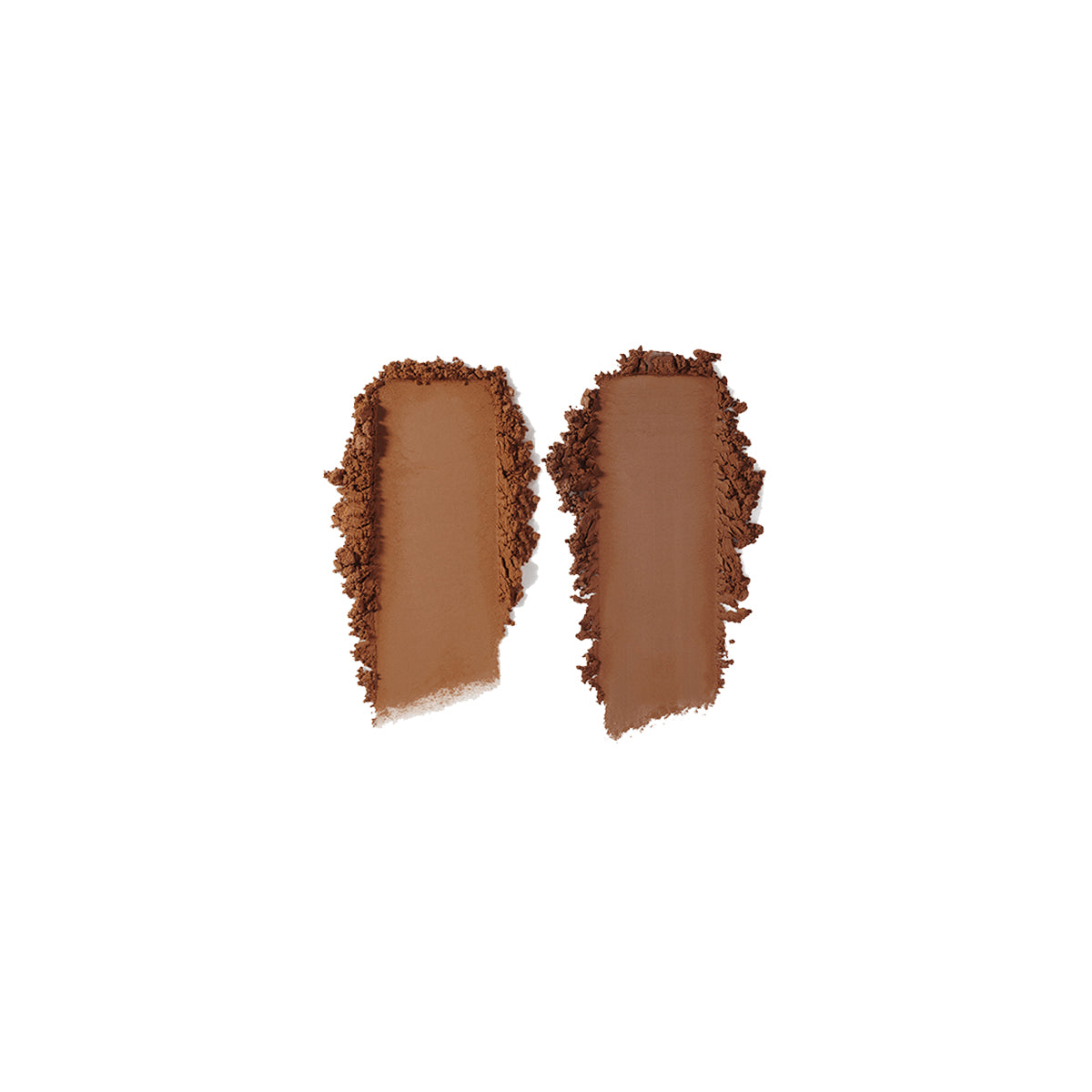 Two shades swatches of bronzing powder on plain white background