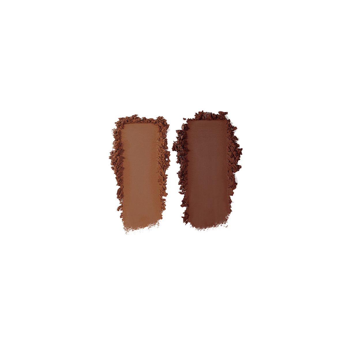 Two swatches of bronzing powder on white background